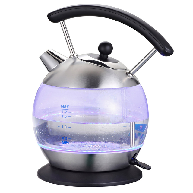 1.7l Dome Glass Electric Kettle with Led Belt