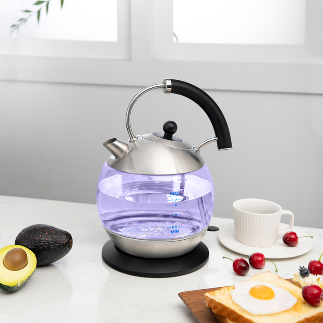 Led Strip Illuminated 1.7l Dome Glass Electric Kettle